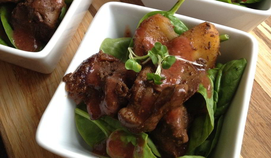 Рецепт куриной печени с яблоками