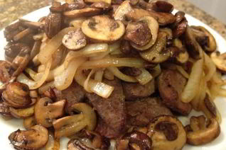 Печень с грибами