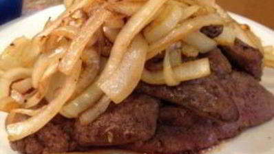 печень с грибами