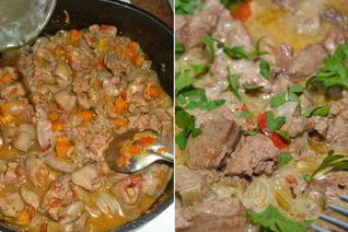 Печень с овощами