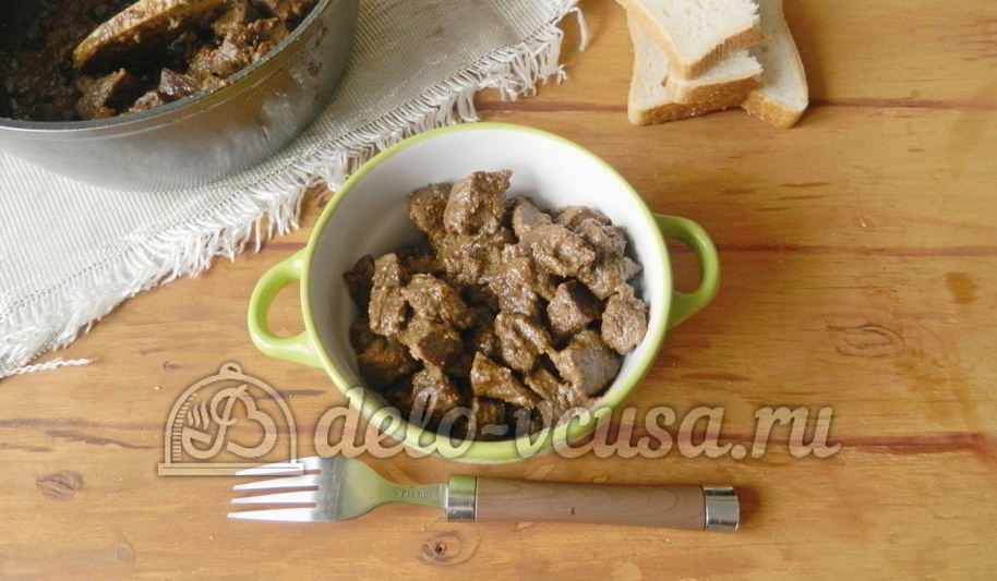 Рецепт печени свиной тушеной в сметане