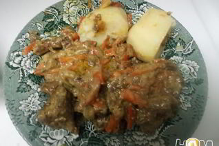 Печень тушеная в сливках