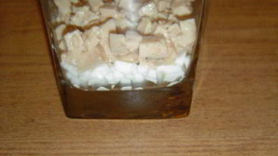 веррины с красной икрой и печенью трески