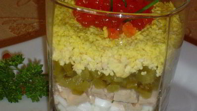 веррины с красной икрой и печенью трески