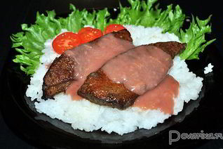 Жареная печень с пикантным соусом