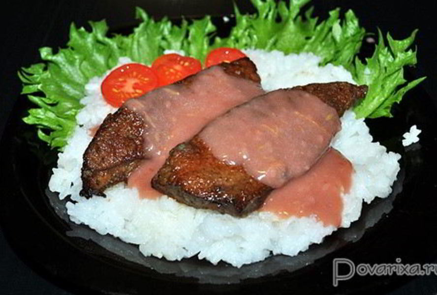 Жареная печень с пикантным соусом