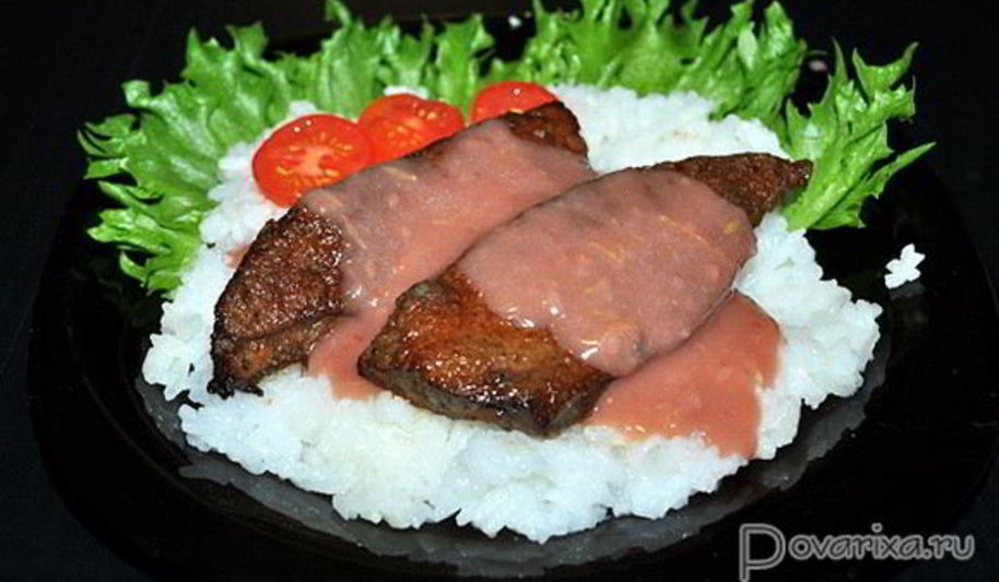 Рецепт жареной печени с пикантным соусом