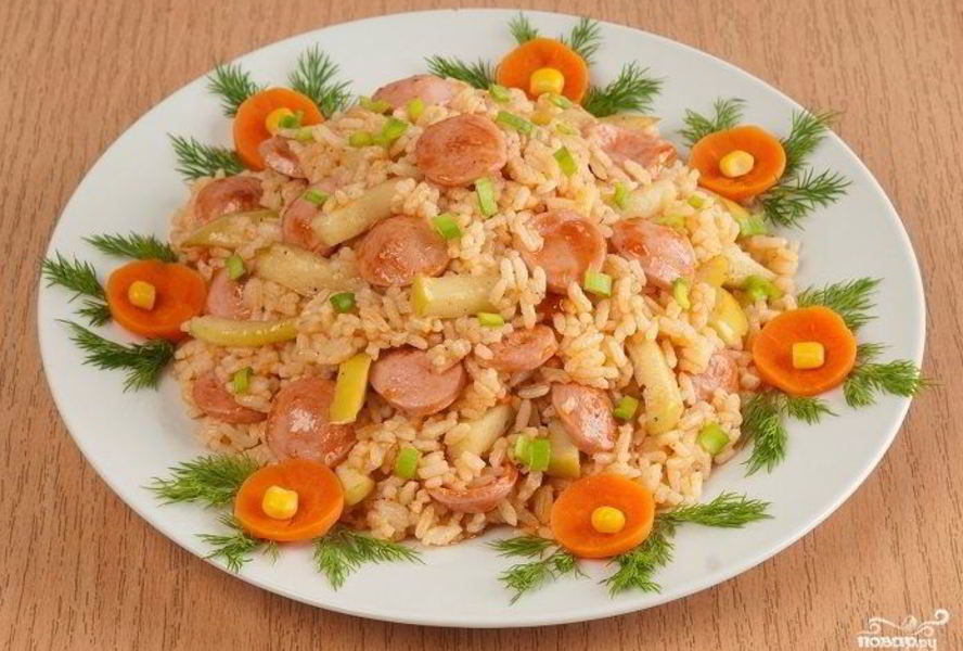 Плов с сосисками