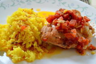 Куриное фрикасе на винном уксусе