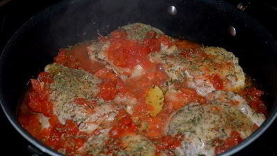 куриное фрикасе на винном уксусе