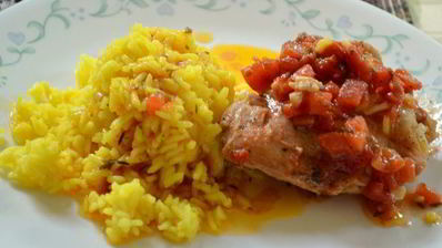 куриное фрикасе на винном уксусе