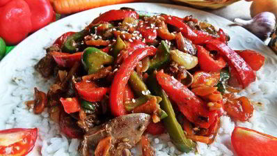 рагу из печенки с овощами