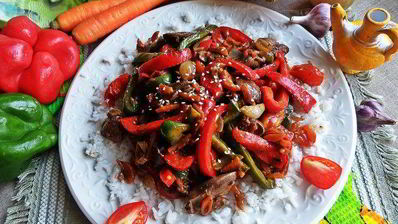 рагу из печенки с овощами