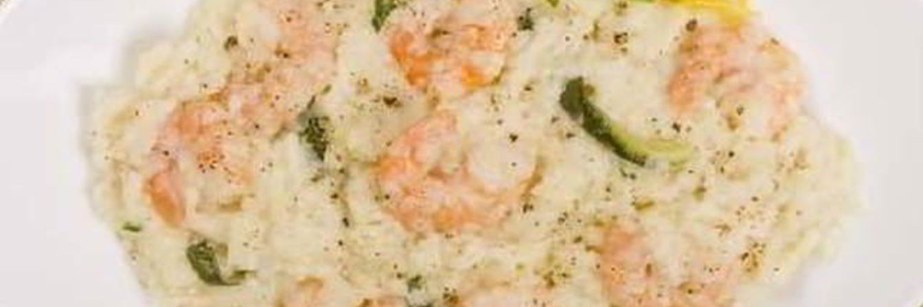 Ароматное ризотто с базиликом и креветками