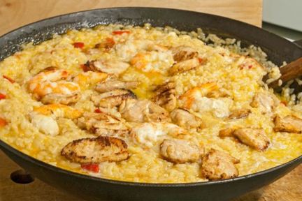 Ризотто с индейкой и креветками