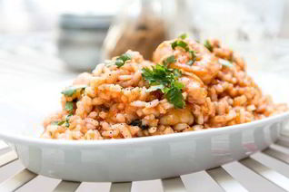 Ризотто с креветками и сыром фета