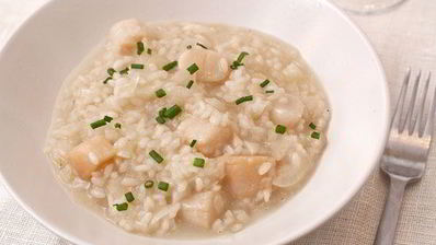 ризотто с морскими гребешками и шампанским