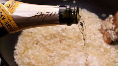 ризотто с морскими гребешками и шампанским