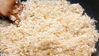 ризотто с морскими гребешками и шампанским