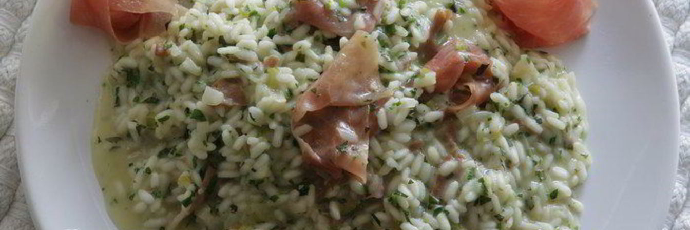 Ризотто с мятой и ветчиной