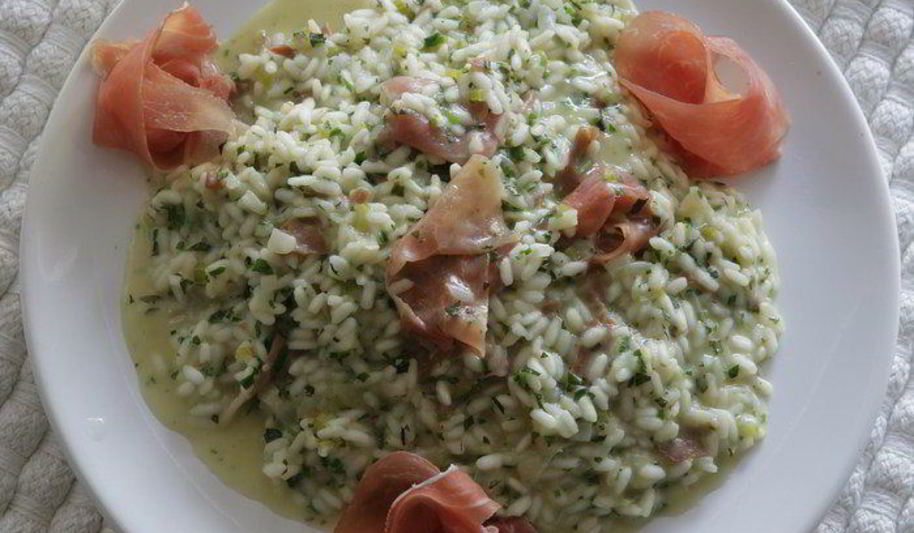 Рецепт ризотто с мятой и ветчиной