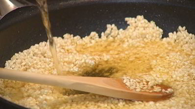 ризотто с мятой и ветчиной