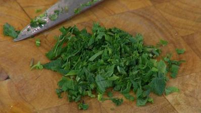 ризотто с мятой и ветчиной