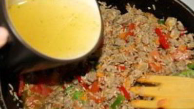 ризотто с овощами и мясом