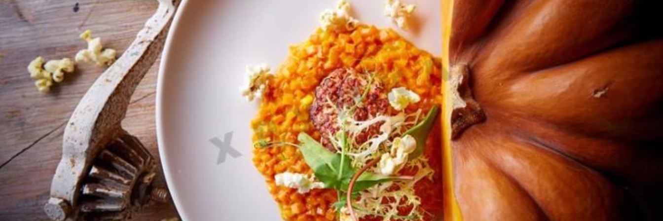 Тыквенное ризотто с котлетами из морепродуктов