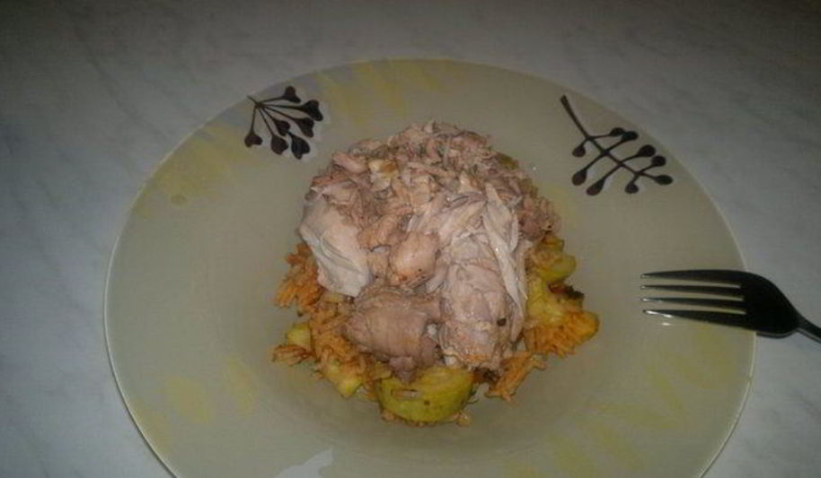 Рецепт упрощенного ризотто в томате с кабачком, чесноком и имбирем