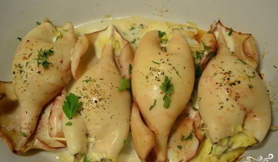 Рецепт кальмаров с сыром и яйцом