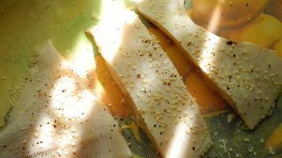 камбала с жареными огурцами по-французски