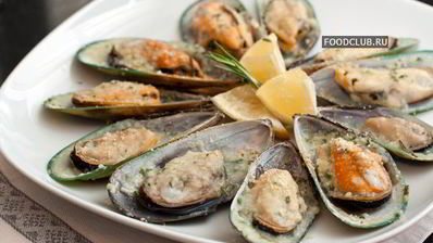 мидии в ракушках запеченные