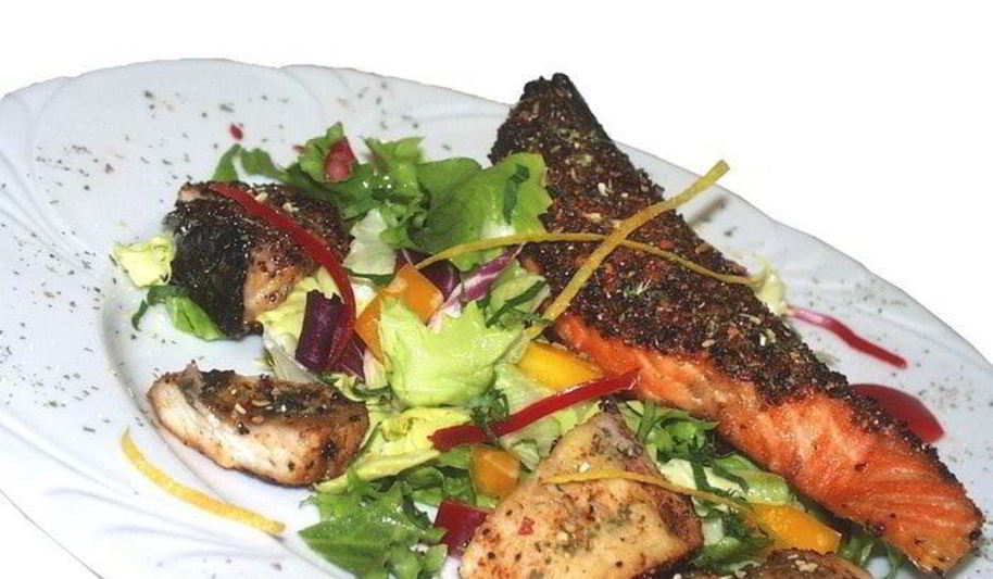 Рецепт рыбного филе на гриле с салатом