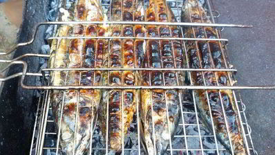 скумбрия на гриле по-домашнему с базиликом и лимоном