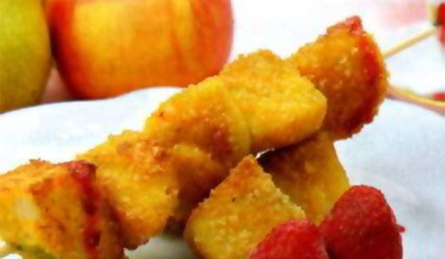 Рецепт фруктовых шашлычков в кляре
