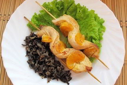 Куриные шашлычки с мандаринами
