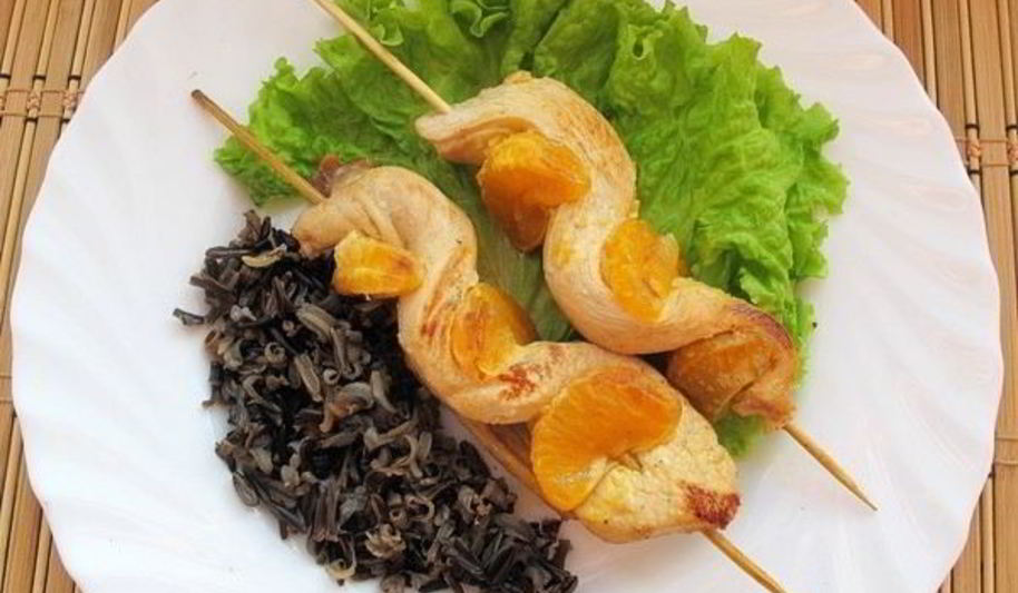 Рецепт куриных шашлычков с мандаринами