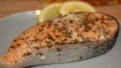 стейк из лосося на пару