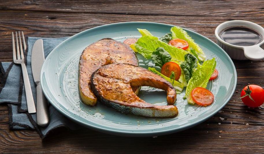 Рецепт стейка из семги в глазури терияки