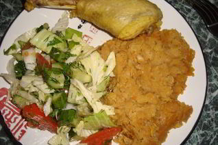 Гороховая каша с мускатным орехом и соевым соусом