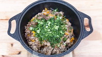 гречка с фаршем и грибами