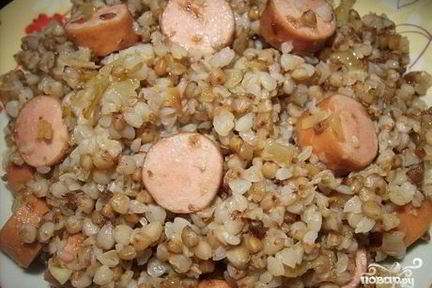 Гречка с сосиской в мультиварке