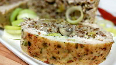 гречневая каша с шампиньонами в мясном хлебце