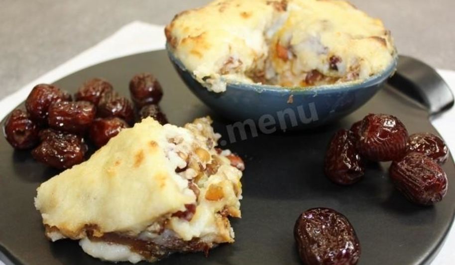 Рецепт гурьевской каши с арахисом, бананами, киви и сухофруктами