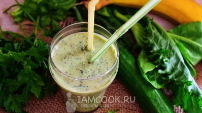 зеленый коктейль на греческом йогурте