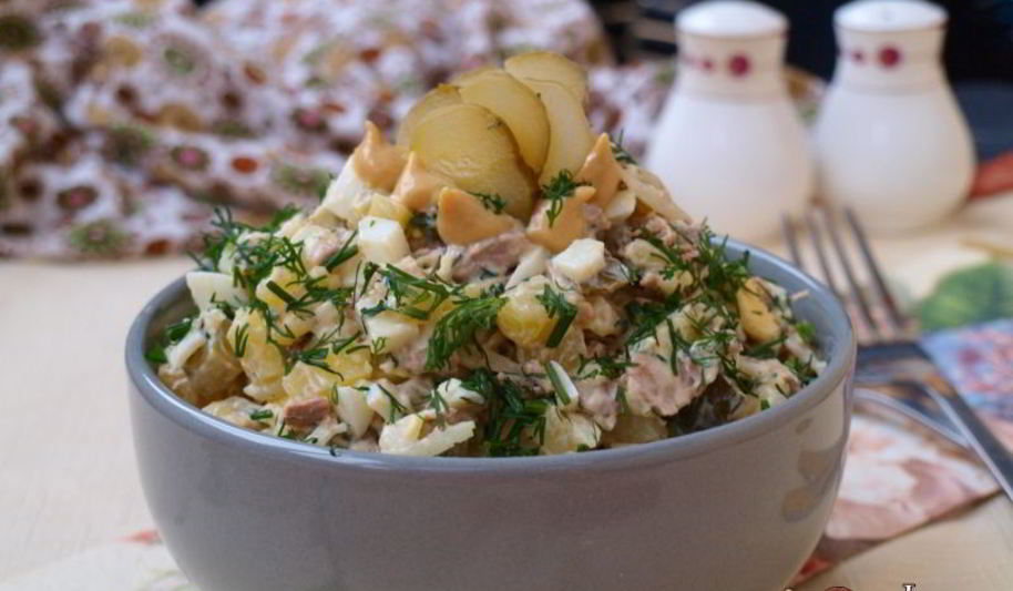 Рецепт картофельного салата с говядиной