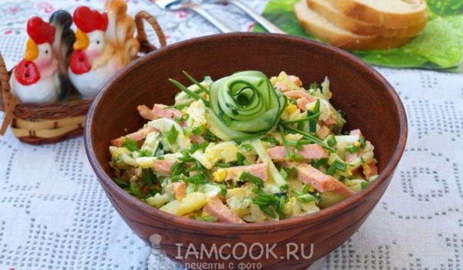 Рецепт картофельного салата с колбасой