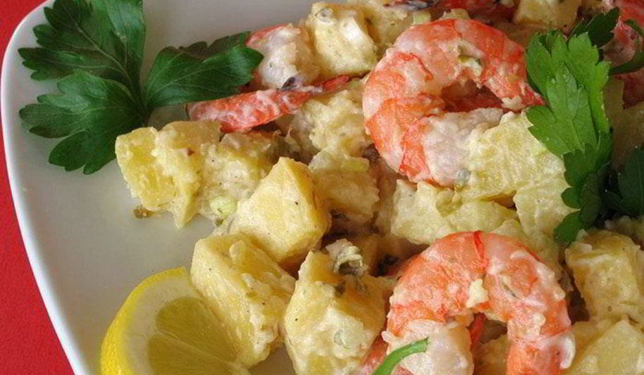 Рецепт картофельного салата с креветками
