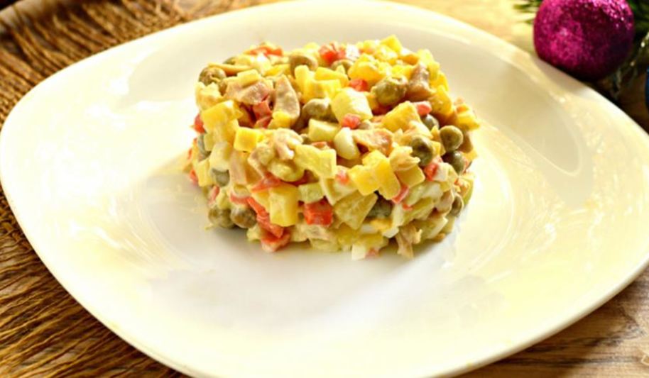 Рецепт оливье с кальмарами